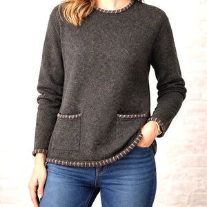 Woolrich Women’s M 100% Wool Sweater Whiplash Style Stitch Pocket Vintage